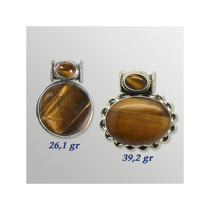 Colgante Plata. Doble Cabujon. OJO DE TIGRE. De 26 Colgante Plata. Doble Cabujon. OJO DE TIGRE. De 26