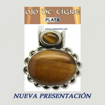 Colgante Plata. Doble Cabujon. OJO DE TIGRE. De 26