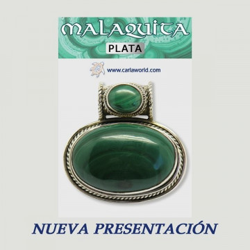 Colgante Plata. Doble Cabujon. MALAQUITA. De 23 a 