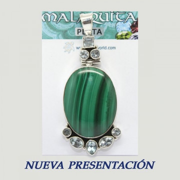 Silver pendant. MALACHITE with Gems. 20 to 31gr.