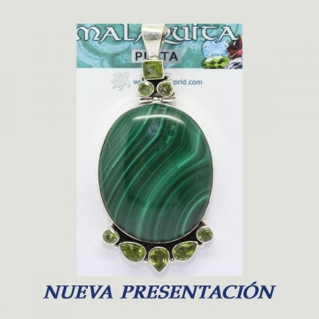 Silver pendant. MALACHITE with Gems. 20 to 31gr.