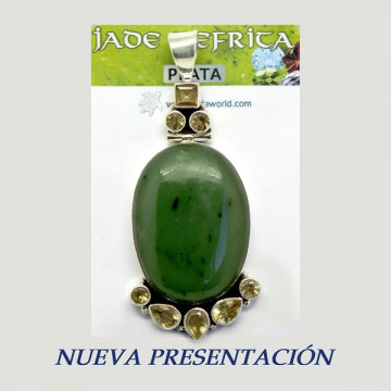 Silver pendant. NEPHRITE JADE with Gems. 19 to 27gr.