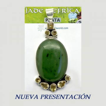 Colgante Plata. JADE NEFRITA con Gemas. De 19 a 27