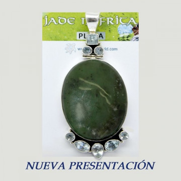 Silver pendant. NEPHRITE JADE with Gems. 19 to 27gr.