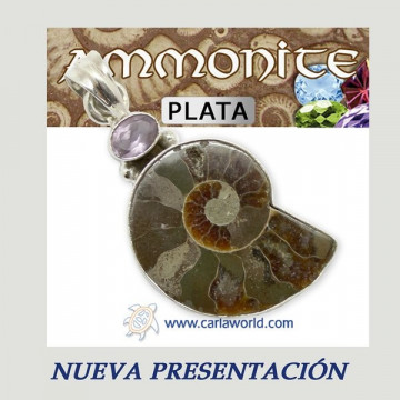 Colgante Plata. AMMONITES con Gemas. De 10 a 26gr.