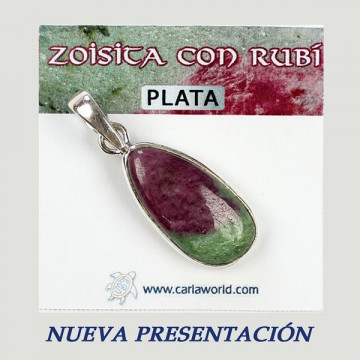 Silver pendant. ZOISITE WITH RUBY. 6 to 11gr.