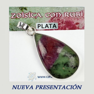 Colgante Plata. ZOISITA CON RUBI. De 6 a 11gr. (PRECIO POR GRAMO)