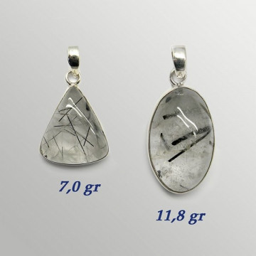 Silver pendant. TOURMALINATED QUARTZ. 7 to 12gr.