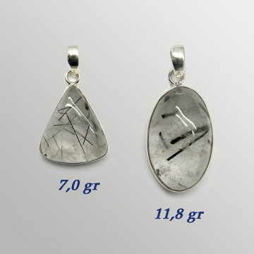 Colgante Plata. CUARZO TURMALINADO. De 7 a 12gr. (PRECIO POR GRAMO)
