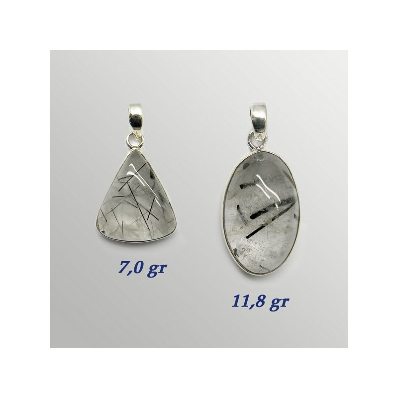 Pingente Prata. QUARTZO TURMALINADO. De 7 a 12g Pingente Prata. QUARTZO TURMALINADO. De 7 a 12g