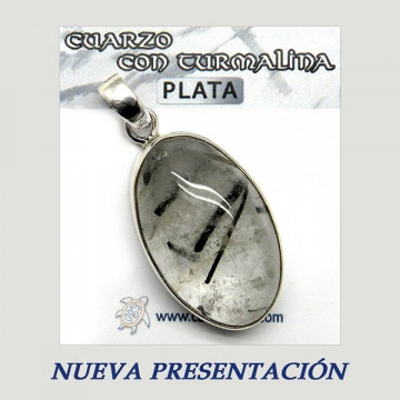 Colgante Plata. CUARZO TURMALINADO. De 7 a 12gr.