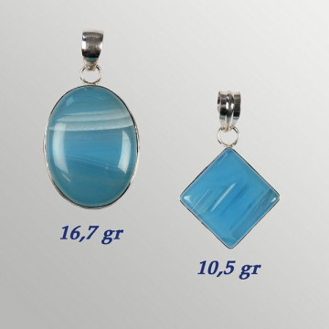 Colgante Plata. AGATA AZUL. De 9 a 19gr. (PRECIO POR GRAMO)