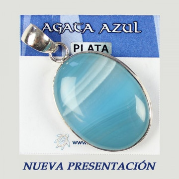 Pingente Prata. ÁGATA AZUL. De 9 a 19g