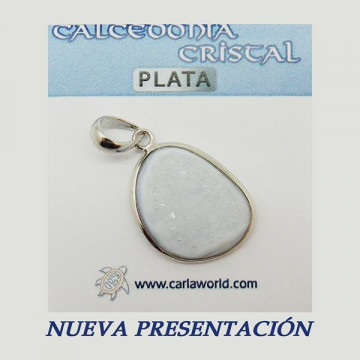 Colgante Plata. CALCEDONIA CRSITAL. De 3 a 11gr. (PRECIO POR GRAMO)