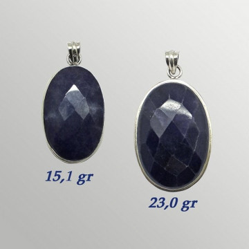 Silver pendant. BLUE CORUNDUM. 15 to 23gr.