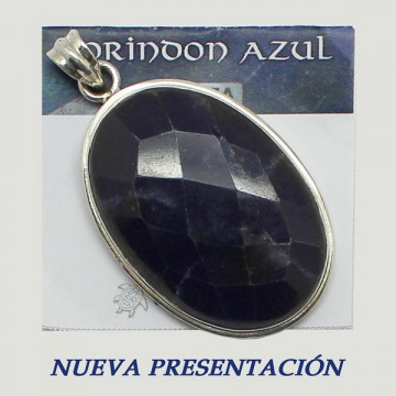 Silver pendant. BLUE CORUNDUM. 15 to 23gr.