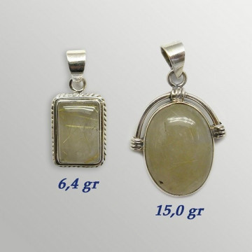 Silver pendant. GOLDEN RUTILATED QUARTZ B. 6 to 15gr.