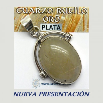 Pingente Prata. QUARTZO RUTILO OURO BRANCO. De 6 a 15g