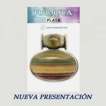 Colgante Plata. Doble Cabujon. FLUORITA. De 36 a 55gr. (PRECIO POR GRAMO)