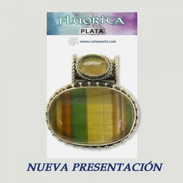 Colgante Plata. Doble Cabujon. FLUORITA. De 36 a 55gr. (PRECIO POR GRAMO)