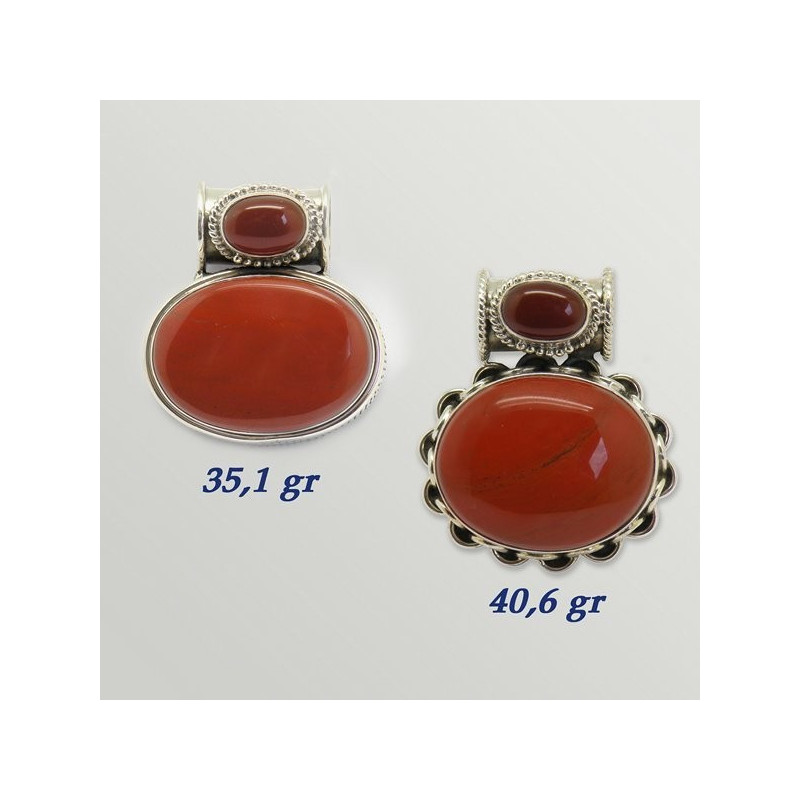 Colgante Plata. Doble Cabujon. JASPE ROJO. De 35 a 40gr. (PRECIO POR GRAMO) Colgante Plata. Doble Cabujon. JASPE ROJO. De 35 a 40gr. (PRECIO POR GRAMO)