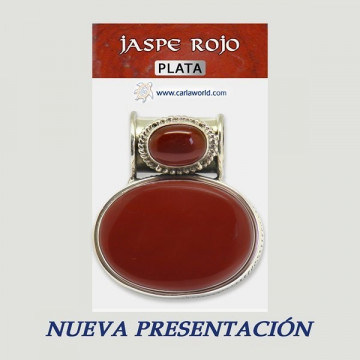 Colgante Plata. Doble Cabujon. JASPE ROJO. De 35 a