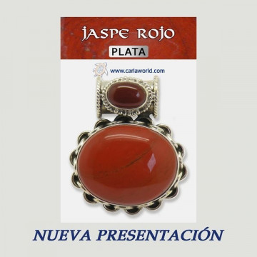 Colgante Plata. Doble Cabujon. JASPE ROJO. De 35 a 40gr. (PRECIO POR GRAMO)