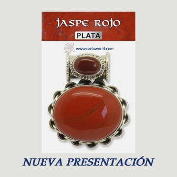 Colgante Plata. Doble Cabujon. JASPE ROJO. De 35 a 40gr. (PRECIO POR GRAMO)
