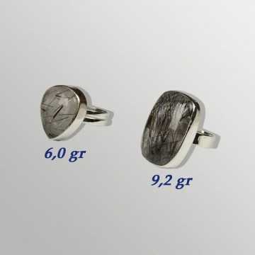 Silver ring. Tourmaline Quartz. 6 to 10gr.