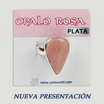 Anel Prata. Opala Rosa. De 6 a 9g