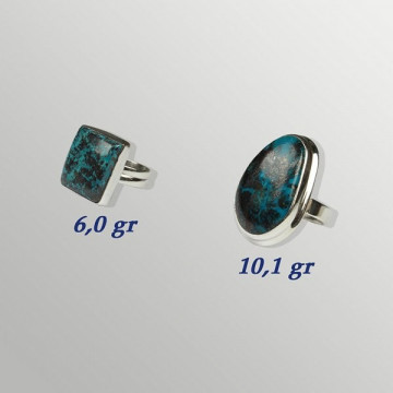 Silver ring. Chrysocolla. 7 to 10gr.