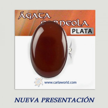 Anel Prata. Cornalina. De 8 a 12g