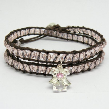 Carved crystal bracelet with pendant and clasp