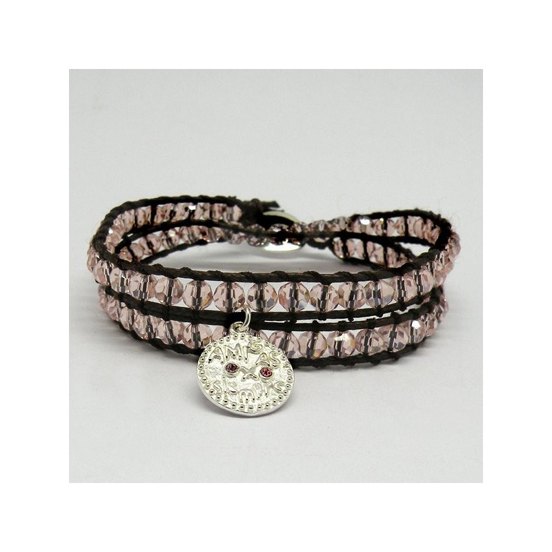 Pulsera cristal tallado con Colgante y cierre de P Pulsera cristal tallado con Colgante y cierre de P