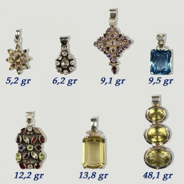 Silver pendant. Carved gem. 5 to 48gr