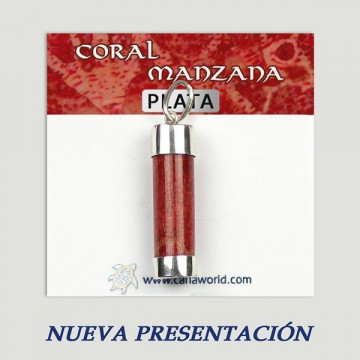 Colgante plata. Coral Manzana. De 2 a 20gr. (PRECIO POR GRAMO)