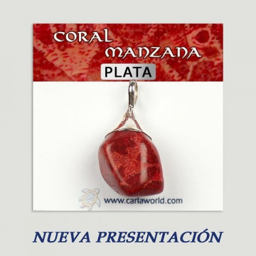 Colgante plata. Coral Manzana. De 2 a 20gr. (PRECIO POR GRAMO)