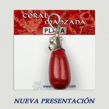 Colgante plata. Coral Manzana. De 2 a 20gr. (PRECIO POR GRAMO)