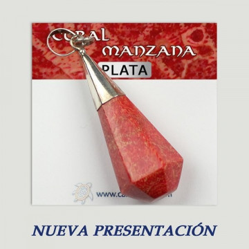 Colgante plata. Coral Manzana. De 2 a 20gr. (PRECIO POR GRAMO)