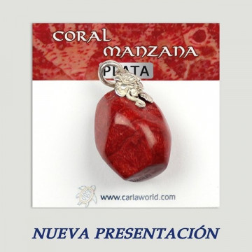 Colgante plata. Coral Manzana. De 2 a 20gr. (PRECIO POR GRAMO)