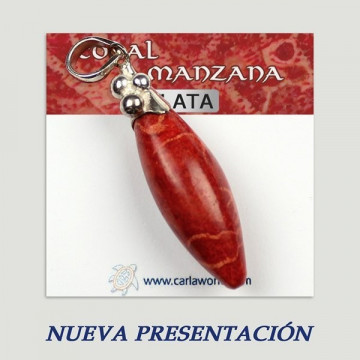 Colgante plata. Coral Manzana. De 2 a 20gr. (PRECIO POR GRAMO)