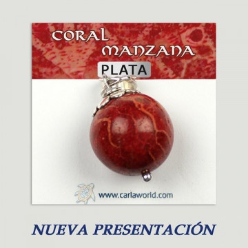 Colgante plata. Coral Manzana. De 2 a 20gr. (PRECIO POR GRAMO)