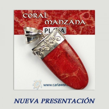 Colgante plata. Coral Manzana. De 2 a 20gr. (PRECIO POR GRAMO)