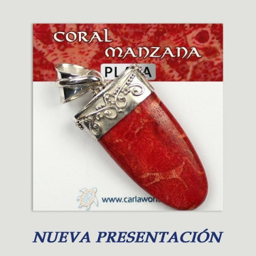 Colgante plata. Coral Manzana. De 2 a 20gr. (PRECIO POR GRAMO)