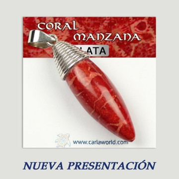 Colgante plata. Coral Manzana. De 2 a 20gr. (PRECIO POR GRAMO)