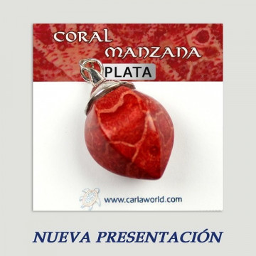 Colgante plata. Coral Manzana. De 2 a 20gr. (PRECIO POR GRAMO)