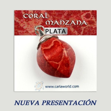 Colgante plata. Coral Manzana. De 2 a 20gr. (PRECIO POR GRAMO)