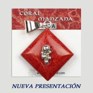 Colgante plata. Coral Manzana. De 2 a 20gr. (PRECIO POR GRAMO)