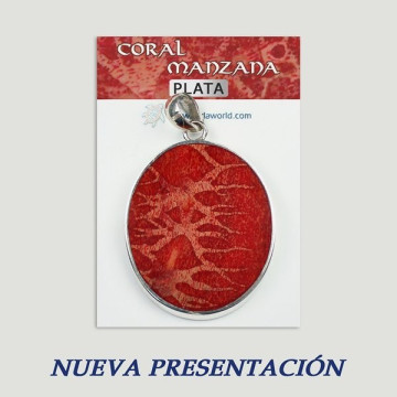 Colgante plata. Coral Manzana. De 2 a 20gr. (PRECIO POR GRAMO)