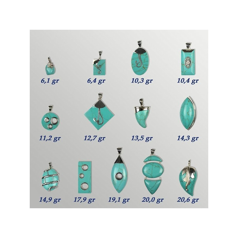 Silver pendant. Turquoise Magnesite. 6 to 20gr Silver pendant. Turquoise Magnesite. 6 to 20gr